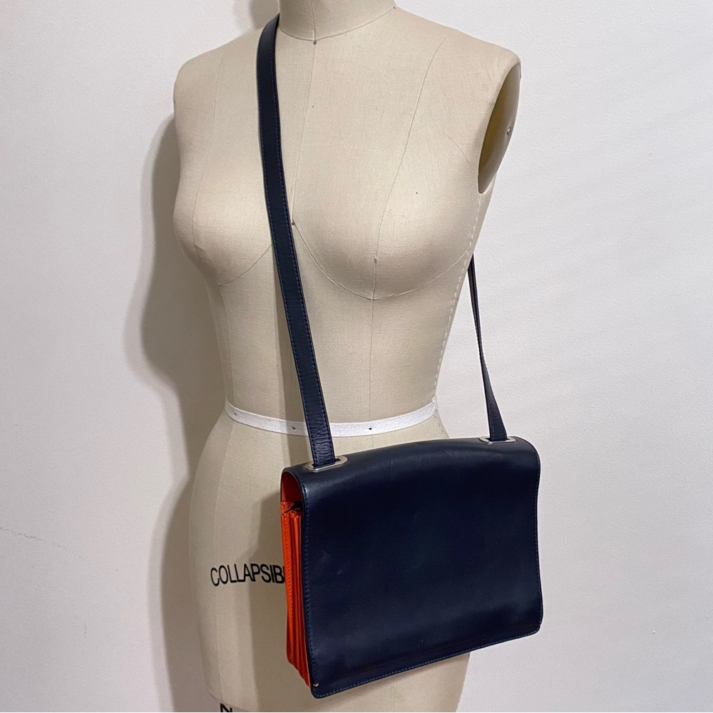 *& Other Stories* leather crossbody, navy & orange